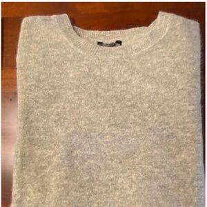 Crew Neck Heather Taupe Lambswool Preppy SS Sweater; Lambswool; Medium; Vintage